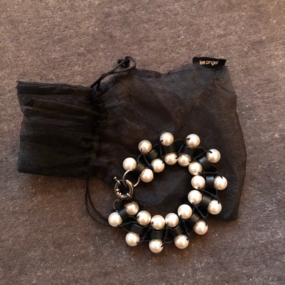 Lee Angel Pearl and Leather Bracelet